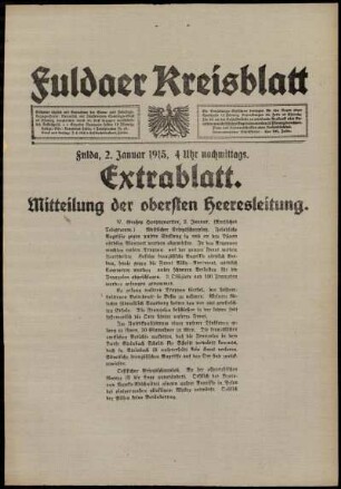Zweite Ausgabe vom Samstag, den 02. Januar 1915.