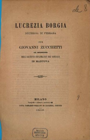 Lucrezia Borgia Duchessa di Ferrara