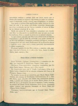Otros libros y folletos recibidos