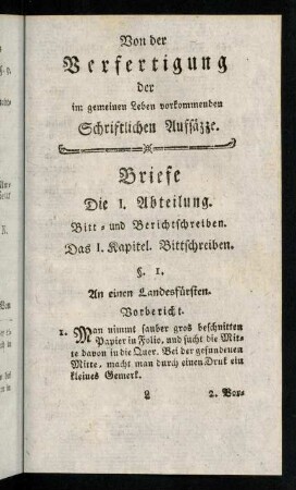 161-437, Von der Verfertigung der im gemeinen Leben vorkommenden Schriftlichen Aufsäzze.