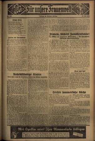 Zweite Ausgabe vom Dienstag, den 21. Juli 1936.