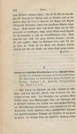 656-663 [Rezension] Simar, Hubert Theophil, Lehrbuch der katholischen Moraltheologie