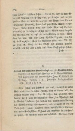 656-663 [Rezension] Simar, Hubert Theophil, Lehrbuch der katholischen Moraltheologie