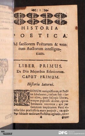 Liber Primus. De Diis Majoribus Ethnicorum.