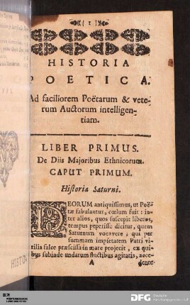 Liber Primus. De Diis Majoribus Ethnicorum.