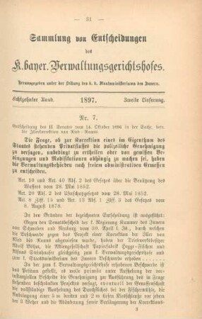 Achtzehnter Band. 1897. Zweite Lieferung. - Nr. 7. - Nr. 13.