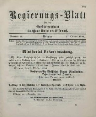 111. Ministerial-Bekanntmachung, betreffend einen Nachtrag zu den Statuten der städtischen Sparkasse in Ostheim v. d. Rhön