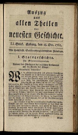LI. Stück. Coburg, den 18. Dec. 1762.