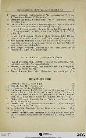 Medaillen und Jetons aus Gold (Nr. 44-46)