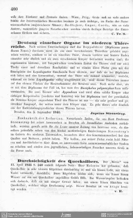 Deutung einzelner Organe im niederen Thierreiche.