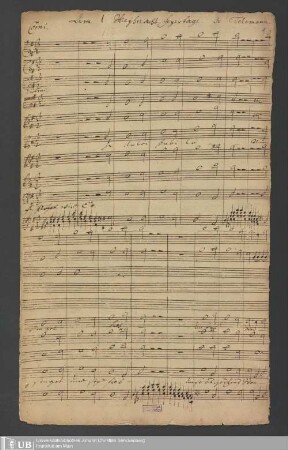 Ms. Ff. Mus. 1209 - In Festo Nativ: Christi : Fer. 1. : In dulci jubilo, nun singet pp. : à C. A. T. B., 2 corni da caccia, 2 violini, 2 hautbois, 1 viola, violoncello, chalcedon et organo