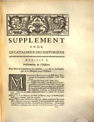 Supplement de la methode pour etudier l'histoire : avec un supplément au catalogue des historiens ..., 2