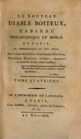Le nouveau diable boiteux : tableau philosophique et moral de Paris, au commencement du XIXe siècle, 4