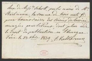 Quittung über Honorar für "Soirées de Rossini"