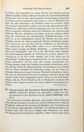 269-270 [Rezension] Scharnagl, Anton, Die Inkorporation mit besonderer Berücksichtigung der Baupflicht