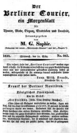 No. 943, Mittwoch, den 24. März 1830