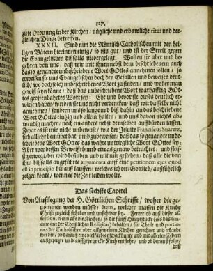 Das sechste Capitel Von Außlegung der H. Göttlichen Schrift [...]