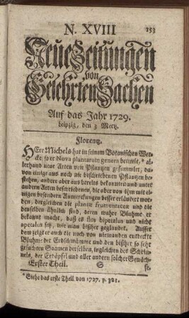 N. XVIII Leipzig, den 3 Mertz. - N. XXVI Leipzig, den 31 Mertz.
