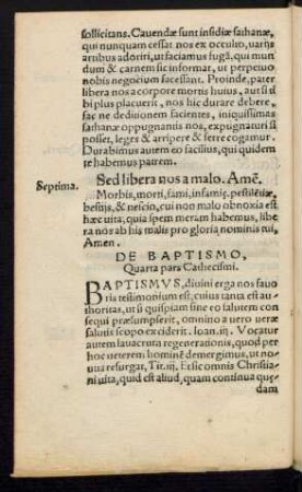 De Baptismo, Quarta pars Cathecismi.