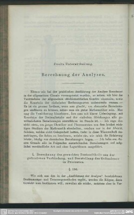 Zweite Unterabtheilung. Berechnung der Analysen