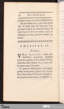 Chapitre IV. Principes.