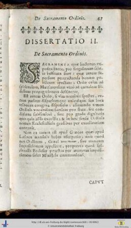 Dissertatio II. De Sacramento Ordinis.