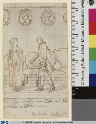 Saal im Palais der Lady Milford: II. Aufzug, 3. Auftritt. Ferdinand gesteht der Lady Milford: Ich liebe, Mylady - Liebe ein bürgerliches Mädchen