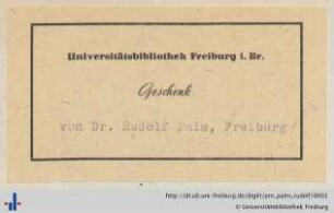 [Provenienz]: Palm, Rudolf