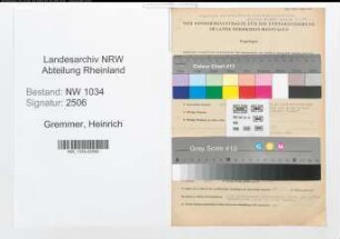 Entnazifizierung Heinrich Gremmer , geb. 19.05.1910 (Leutnant)