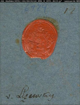 Siegler: Lizewski Überlieferungsart: Abdruck. Stoff: Lack Farbe: rot Form: oval. Durchmesser: 22 mm