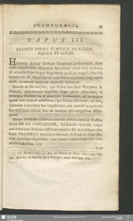 Caput III. Examen Resinae Elasticae Ad Aerem, Aquam Et Ignem