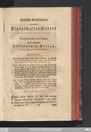 Nothwendigkeit und Nutzen einer richtigen Erkenntniß Gottes.