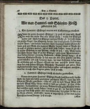 Das 5. Capitel. Wie man Hammel- und Schöpfen-Fleisch zubereiten soll.