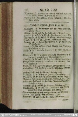 Leichen-Predigten. u.a.m.