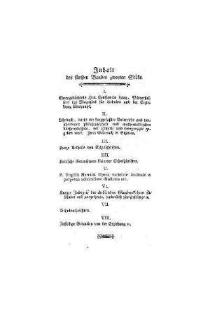 Inhalt des fünften Bandes zweyten Stüks