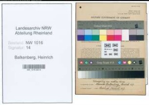 Entnazifizierung Heinrich Balkenberg , geb. 16.02.1886 (Maurer)