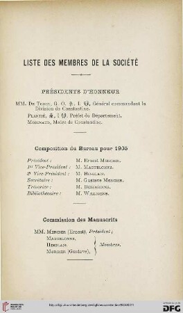 Liste des membres de la Société