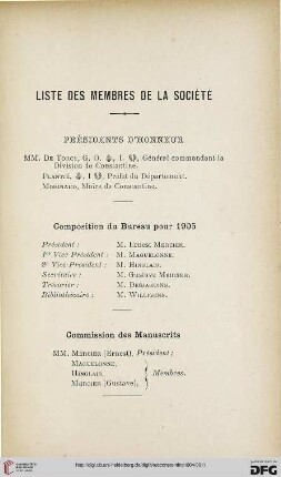 Liste des membres de la Société
