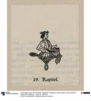 Mann mit Schriftrolle. Kapitel 29. Vignette für: Heinrich Boos. Geschichte der rheinischen Städtekultur von ihren Anfängen bis zur Gegenwart mit besonderer Berücksichtigung der Stadt Worms. Berlin: Stargardt 1897