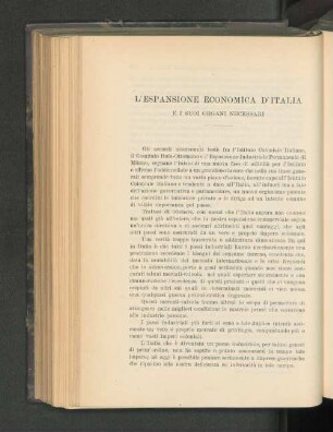 L'Espansione Economica D'Italia.