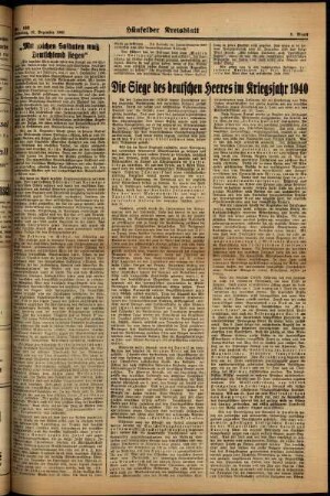 Zweite Ausgabe vom Dienstag, den 31. Dezember 1940.