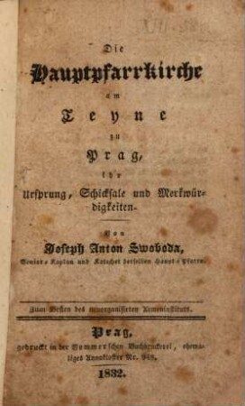 Die Hauptpfarrkirche am Teyne zu Prag