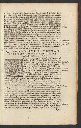 Quomodo Turci Terram Et Regionem Orientalem Incoeperunt poßidere et inhabitare.