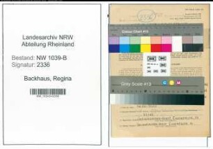 Entnazifizierung Regina Backhaus , geb. 30.10.1922 (Angestellte)