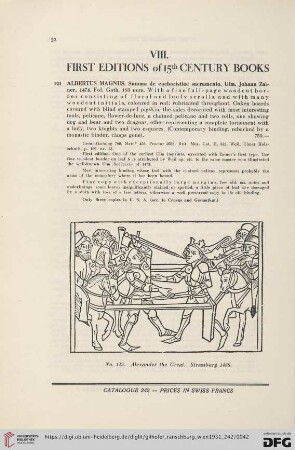 VIII. First editions of 15th century books (Nr.121-137)