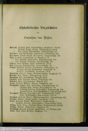 Einwohnerverzeichnis : Einwohner-Verzeichnis