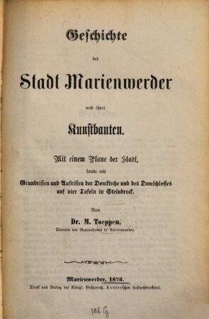 Geschichte der Stadt Marienwerder und ihrer Kunstbauten