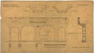 Billing, Hermann; Karlsruhe, Amalienstr. 59; Haus Durand - Hauptfassade EG (Grundriss; Ansicht; Schnitte)