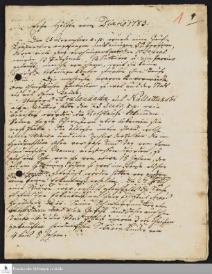 Tagebuch von Johann Balthasar Kohlhoff, Jacob Klein, Johann Friedrich König, Christoph Samuel John, Johann Peter Rottler und Johann Daniel Mentel.