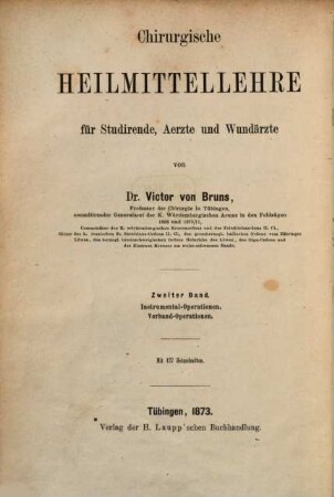 Handbuch der chirurgischen Praxis, 2. Instrumental-Operationen. Verband-Operationen